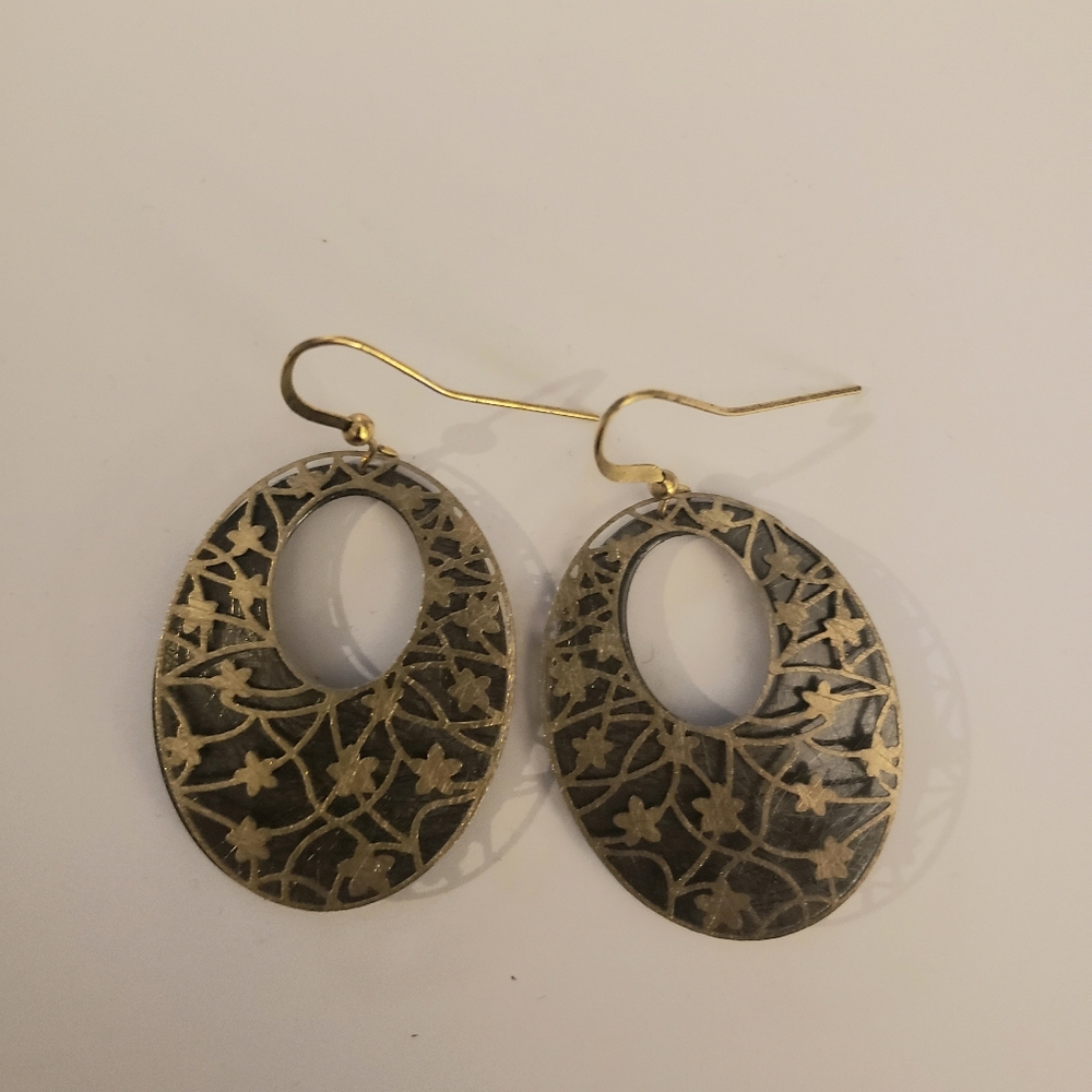 Gold and slate earrings